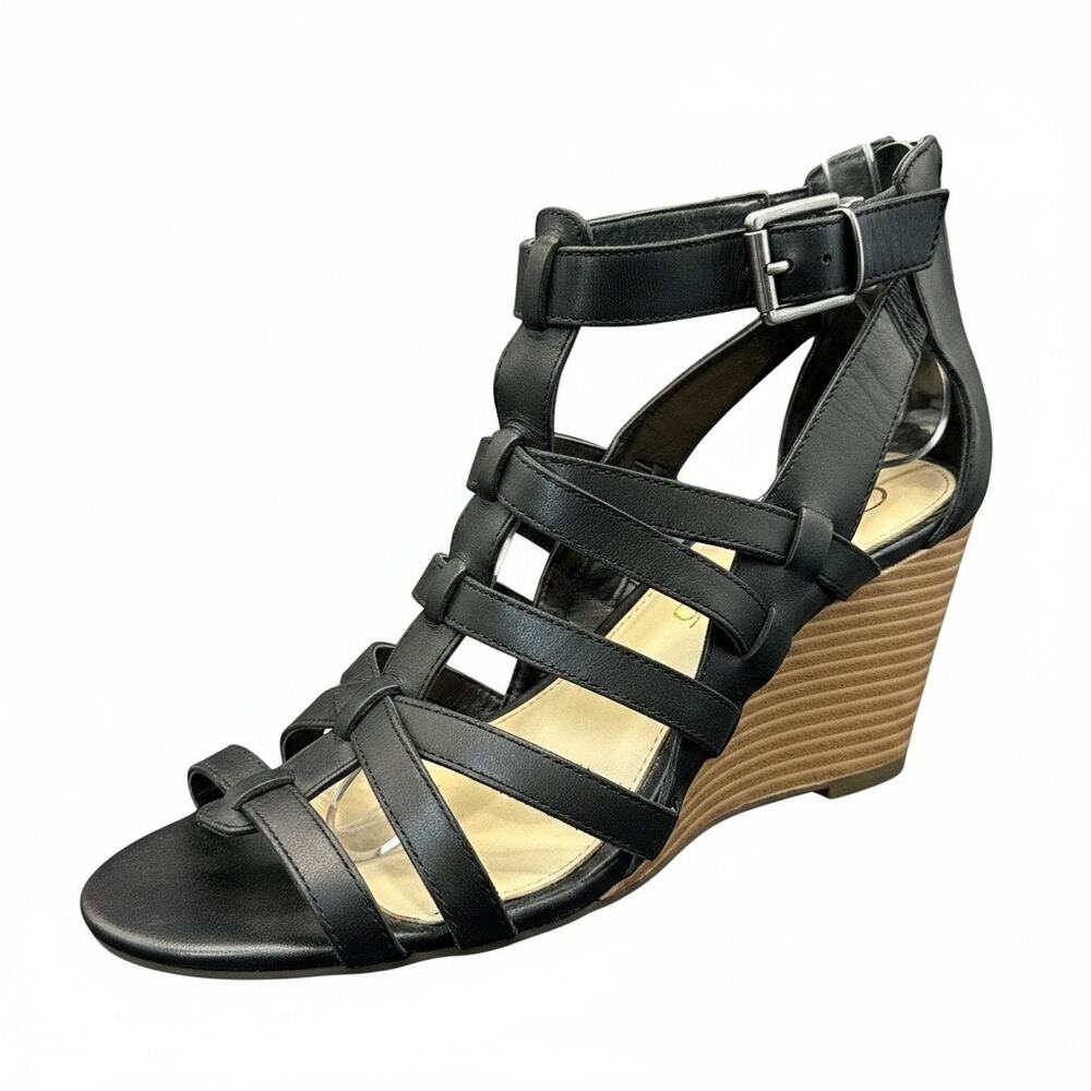 Jessica Simpson Women Black Strappy Gladiators Wedge Sandals Size 9.5